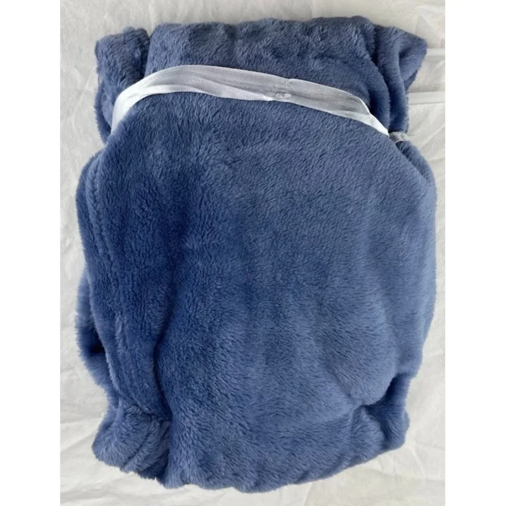 Bebe Calin Blue White Butterfly Baby Blanket Ultra Soft Lovey 30x40 Solid NWT